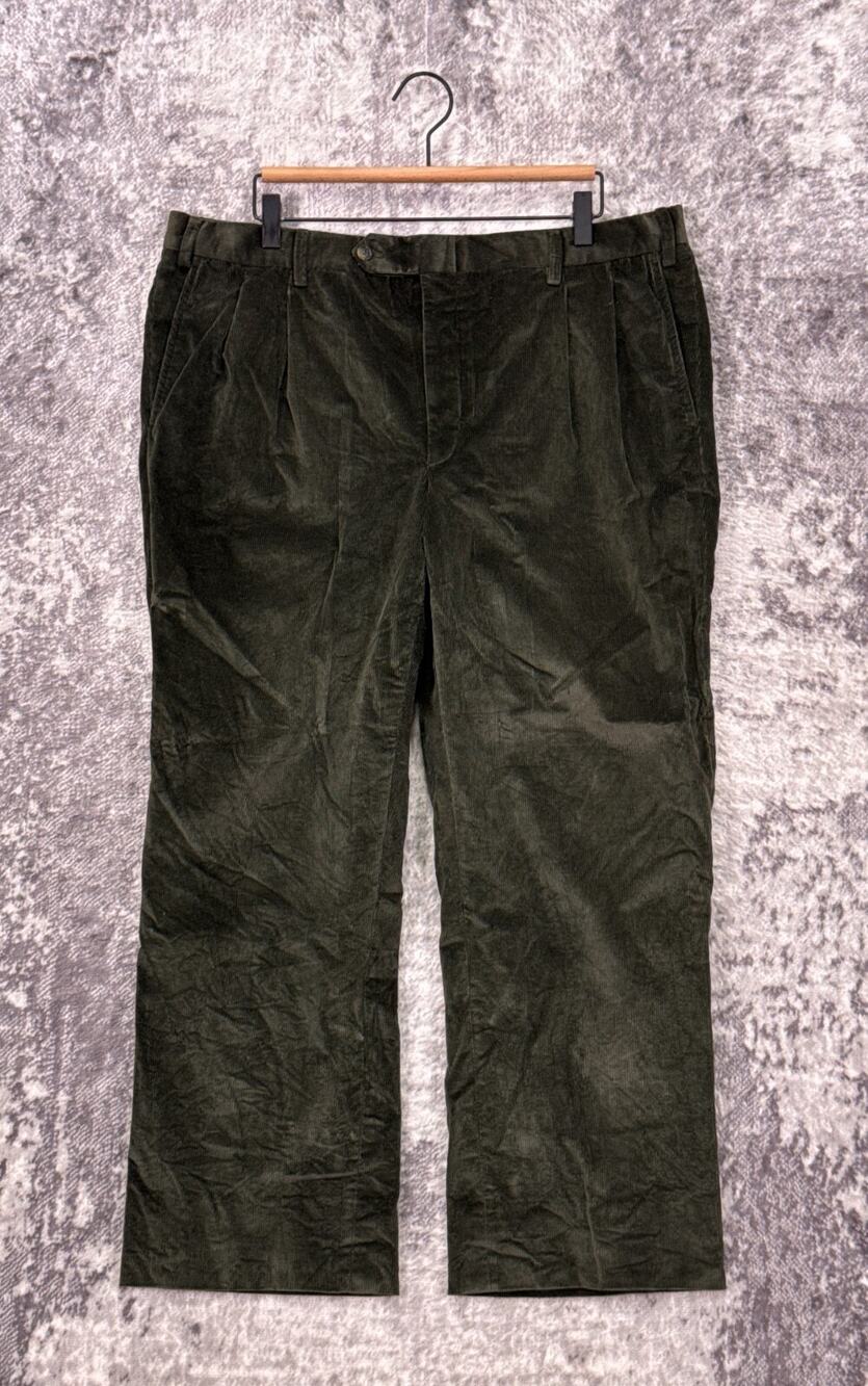 Ravazzolo Pants US 38 x 27 Mens Green Corduroy Straight Leg Trouser